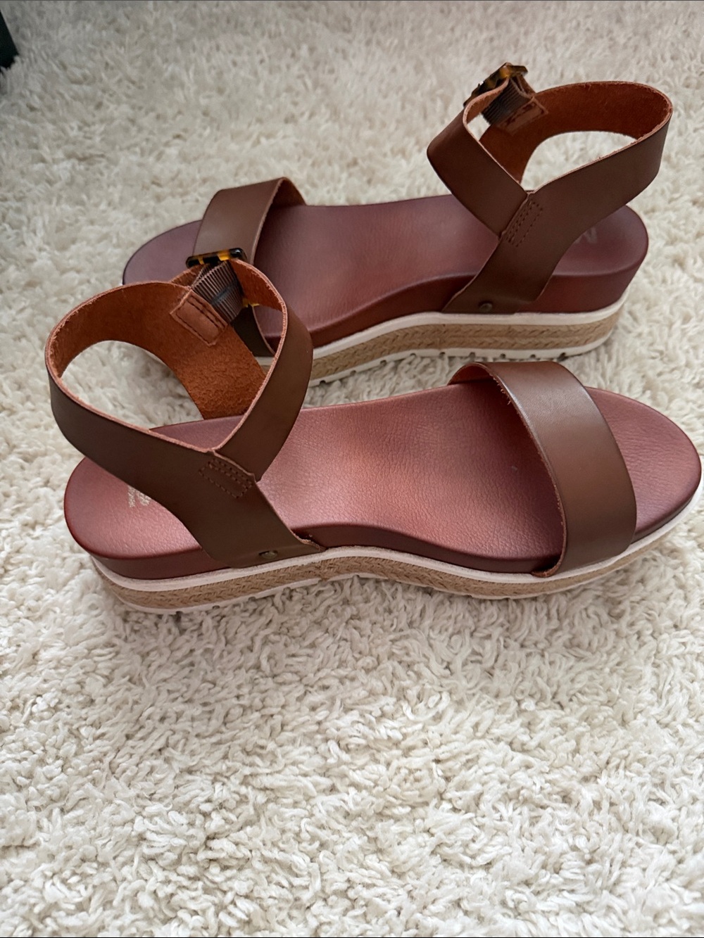 Mia Women's Brown Ankle Strap Platform Sandals